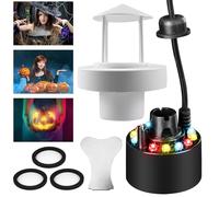 GAOUTO Nébuliseur à ultrasons, 12 LED Mini Machine à fumée à ultrasons pour Halloween, avec Protection Anti-éclaboussures et 3 disques en céramique de Rechange 24 V, Brume silencieuse, pour étang