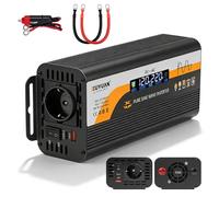 GAOUTO Onduleur sinusoïdal pur 700 W/1400 W 12 V et 24 V vers 220 V - Affichage écran LCD - Convertisseur de tension avec 1 prise UE et 1 port de type C et USB - Port USB 5 V/3 A - Pour camions