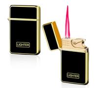 GAOUTO Ouvre-Flamme Ouragan: 2PCS Briquet Tempête Gaz Rechargeable, Léger Et Compact, Contrôle De Flamme Réglable Et Résistant Au Vent, pour Cuisine, Barbecue, Camping (62.5x37x12mm/Noir)