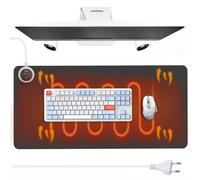 GAOUTO Tapis de souris chauffant : 80 x 33 cm, sous-main chauffant, imperméable, avec 3 niveaux de chauffage, sous-main chauffant pour ordinateur portable, maison, bureau