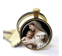 gaoxiang Porte-clés de la Nativité Vierge Marie Jésus et verre d'agneau, bijoux religieux tendance
