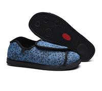 gaoxiao Femme Ajustable Scratch Ultra-Large Chaussures Chaussons Diabétiques Orthopédique Réglable Pantoufles Confortable pour Personne Âgée Pieds Gonflés(Size:41,Color:Bleu)