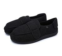 gaoxiao Pantoufles Orthopédique Femme, Chausson Pantoufles Femmes Chaudes d'hiver, Chaussures Diabétiques Large Ajustable, pour Vieil Homme Pieds Gonflés, L'arthrite(Size:38,Color:Le noir)