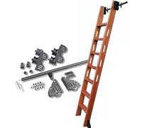 GAOXIONG Kit d'échelle coulissante rétractable pour bibliothèque, Ensemble Complet de quincaillerie pour Rail de Suspension d'échelle coulissante + Rail d'extension/Rail de 100 cm, kit de Rail de