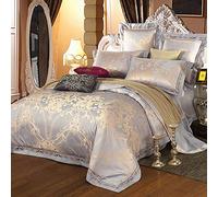 GAOXUE Confortable Ensemble de Literie Chambre àÉlégant,Ensemble de lit Double brodé Jacquard, draps en Coton, Housse de Couette King Size et taie d'oreiller-1_220 * 240cm (4pcs)