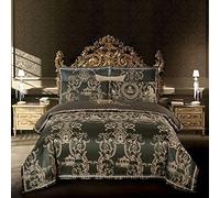 GAOXUE Parure de lit avec,Ensemble lit Double Jacquard, draps en Dentelle ajourée, Housse de Couette King Size et taie d'oreiller - Noir 2_220 * 240cm (4pcs)