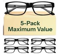 Gaoye 5-Pack Reading Glasses Blue Light Blocking,Spring Hinge Readers for Women Men Anti Glare Filter Lightweight Eyeglasses (5-Pack Light Black, 4.0)