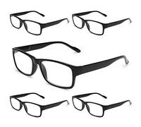 Gaoye Lot de 5 lunettes de lecture bloquant la lumière bleue, lecteurs à charnière à ressort pour femmes et hommes, filtre anti-éblouissement, lunettes légères (lot de 5 noir clair, 0,75)