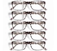 Gaoye Lot de 5 lunettes de lecture bloquant la lumière bleue, lecteurs à charnière à ressort pour femmes et hommes, filtre anti-éblouissement, lunettes légères (paquet de 5 léopard, 2,75)