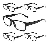 Gaoye Lot de 5 lunettes de lecture bloquant la lumière bleue, lecteurs à charnière à ressort pour femmes et hommes, filtre anti-éblouissement, lunettes légères (lot de 5 noir clair, 1,25)