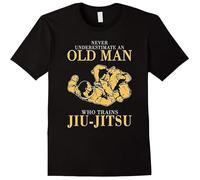 GAOYEA Never Underestimate an Old Man Who Trains Jiu-Jitsu Unisex 100% Cotton Short-Sleeve T-Shirts Black L