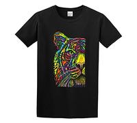 GAOYEA Rainbow Tiger Graphic Top Unisex 100% Cotton Short-Sleeve T-Shirts Black XL