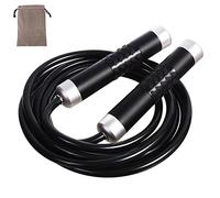 Gaoykai Corde à sauter de poids pour femmes, hommes, exercice cardio boxe, crossfit, corde réglable en PVC avec poignée en aluminium, corde à sauter fitness (noir)