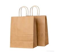 Gaoyong Lot de 15 Sac Cadeau Grand Format 26x12x32cm Sacs en Papier Marron Avec Anse pour Anniversaire, Mariage, Noël et Célébrations de Fête - Épaissi 130gsm