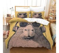 GAOYUCHUN 3D, Imprimé Capybara Ensemble De Literie Microfibre Super Douce Et Respirante Housse De Couette 3 Pièces avec Taies d'oreiller Double（200x200cm）