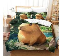 GAOYUCHUN 3D, Imprimé Capybara Literie en Microfibre Super Douce Et Respirante Sets De Housses De Couettes 3 Pièces avec Taies d'oreiller Double（200x200cm）
