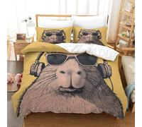 GAOYUCHUN 3D, Imprimé Capybara Parure De Lit Microfibre Super Douce Et Respirante Housses De Couettes 3 Pièces Et Taie d'oreiller Single（140x200cm）