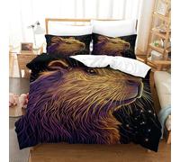 GAOYUCHUN 3D, Imprimé Neon Capybara Ensemble De Literie avec Microfibre Super Douce Et Respirante Sets De Housses De Couettes 3 Pièces Et Taie d'oreiller Single（140x200cm）