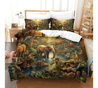 GAOYUCHUN Animaux de la Jungle Imprimé 3D Literie Parure De 3Pcs Microfibre Sets Housse De Couette avec Taie d'oreiller Enfants Adolescents avec Fermeture Éclair Super King（260x220cm）