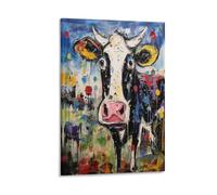 GAOYUCHUN Art abstrait, vache Murale Decoration Murale Peintures Sur Toile Impression Sur Toile Pour La Décoration De La Maison 12x18inch(30x45cm)