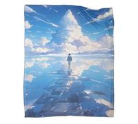 GAOYUCHUN Blue Sky Reflects with Girl Couverture,Impression 3D Couverture Moelleuse,Confortable Et Respirante,Couverture De Canapé Climatisée,Camping pour Adultes Et Enfants 60x80inch(150x200cm)