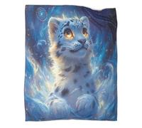 GAOYUCHUN Cute Snow Leopard Couverture, Couverture en Molleton Doux Imprimé De Canapé Chaud Réversible Couverture Décorative pour Lit Adulte Plaid Canape en Microfibre 40x50inch(100x130cm)
