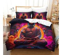 GAOYUCHUN Image du Bouddha 3D Imprimé Literie Enfants Lits en 3Pcs Microfibre Sets Housse De Couette avec Taie d'oreiller Enfants Adolescents avec Fermeture Éclair King（220x240cm）