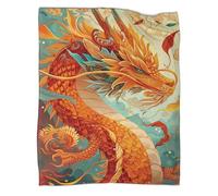 GAOYUCHUN New Year Dragon Couverture, Couverture en Molleton Doux Imprimé De Canapé Chaud Réversible Couverture Décorative pour Lit Adulte Plaid Canape en Microfibre 80x90inch(200x230cm)