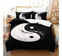 GAOYUCHUN Yin Yang potins 3D Imprimé Ensemble De Literie 3Pcs Microfibre Housse De Couette avec Taies d'oreiller Enfants Adolescents avec Fermeture Éclair Single（140x200cm）
