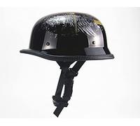 GAOZCTT Adultes Demi Casque, Rétro Style Allemand Casque Casque Moto Vintage Jugulaire Ajustable ECE Homologué pour Scooter Chopper Casque de Moto Homme et Femme Helmets Pilot Retro Casque