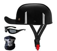 GAOZCTT certifié ECE Casque de Moto Ouvert rétro Casquette de Baseball Casque Ouvert Demi Casque Hommes Dames pour Scooter cyclomoteur Cruiser Chapeau Street Jet - avec Masque des Lunettes