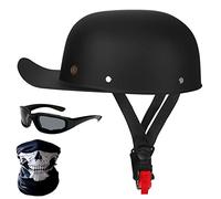 GAOZCTT certifié ECE Casque de Moto Ouvert rétro Casquette de Baseball Casque Ouvert Demi Casque Hommes Dames pour Scooter cyclomoteur Cruiser Chapeau Street Jet - avec Masque des Lunettes