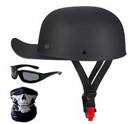 GAOZCTT certifié ECE Casque de Moto Ouvert rétro Casquette de Baseball Casque Ouvert Demi Casque Hommes Dames pour Scooter cyclomoteur Cruiser Chapeau Street Jet - avec Masque des Lunettes