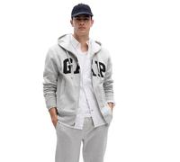GAP Sweat à capuche zippé avec logo Heritage pour homme, Gris clair chiné, Small