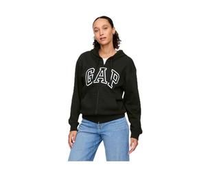 GAP Sweat à capuche zippé avec logo pour femme, True Black II, Large