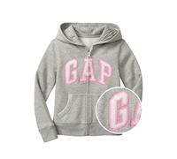 GAP Sweat à capuche zippé avec logo pour fille, Gris chiné, L