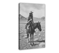 GAPKJGTS Impression sur toile de cowboy solitaire à cheval - Décoration murale pour salon, chambre à coucher - 50 x 75 cm