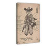 GAPKJGTS Impression sur toile représentant le loup solitaire Ronin Samouraï Fusion occidentale - Décoration murale pour salon, chambre à coucher - 40 x 60 cm