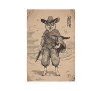 GAPKJGTS Impression sur toile représentant le loup solitaire Ronin Samouraï Fusion occidentale Décoration murale pour salon, chambre à coucher 50 x 75 cm