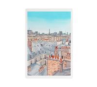 GAPKJGTS Poster sur toile aquarelle paysage urbain européen sur le toit de Paris pour décoration de chambre à coucher, bureau, chambre, cadeau 20 x 30 cm