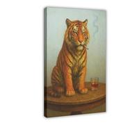 GAPKJGTS Poster sur toile coréen avec pipe à tabac tigre, pour décoration de chambre à coucher, bureau, chambre, cadeau 30 x 45 cm