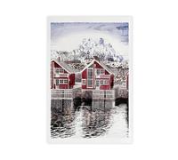 GAPKJGTS Poster sur toile représentant des îles Lofoten Norvège - Décoration de chambre à coucher, bureau, chambre - Cadeau - 50 x 75 cm