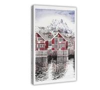 GAPKJGTS Poster sur toile représentant les îles Lofoten de Norvège - Décoration de chambre à coucher, bureau, chambre - Cadeau - 30 x 45 cm