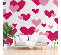 Gaqinhh Amour Motif Cœur Papier Peint Intissé, Minimaliste Romantique Papier Peint Panoramique 3d, Rayures Géométriques Tapisserie Murale Salon Chambre Enfant Cuisine Salle de Bain, 300 x 210 cm