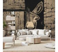 Gaqinhh Âne Animal Original Papier Peint Intissé, Animaux de Ferme Planche Papier Peint Panoramique 3d, Tapisserie Murale Salon Chambre Enfant Cuisine Salle de Bain, 300 x 210 cm
