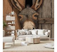 Gaqinhh Âne Animal Original Papier Peint Panoramique, Animaux de Ferme Planche Tapisserie Murales Papier Peint, Wallpaper Intissé Salon Cuisine, Décoration Murale Chambre, 250 x 175 cm