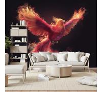 Gaqinhh Animal Oriental Fantastique Papier Peint Panoramique, Oiseau Phénix Flamme Rouge Papier Peint Intissé, Tapisserie Murale Cuisine Salle de Bain, Décoration Murale Chambre, 150 x 105 cm