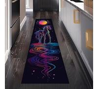 Gaqinhh Animal Tapis de Couloir Antidérapant 80 x 200 cm, Rétro Galaxie Mystique Ciel étoilé Tapis Cuisine Devant Evier Lavable, Carpet pour Passage Salon Chambre à Coucher Descente de lit Interieur