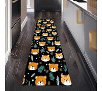 Gaqinhh Animaux De Dessin Animé Tigre Tapis Cuisine Devant Evier Lavable et Antidérapant, Mignon Feuille Botanique Plantes Tapis Couloir Long Absorbant Carpet de Passage Paillasson Entrée 80 x 350 cm