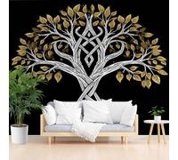 Gaqinhh Arbre de Vie Papier Peint Intissé, Viking Europe du Nord Papier Peint Panoramique 3d, Pflanzen Blätter Tapisserie Murale Salon Chambre Enfant Cuisine Salle de Bain, 300 x 210 cm